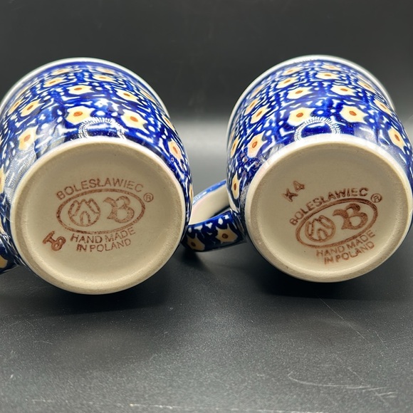 Blue and White Patterned Ceramic Mugs - Picture 4 of 9